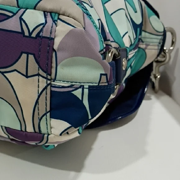 Coach Kyra Scarf Signature Messenger Bag In Blue and Purple - Picture 8 of 16